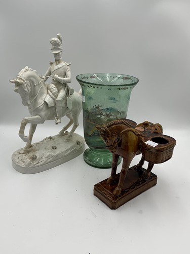 Lot 13 - A glass vase decorated with an English...