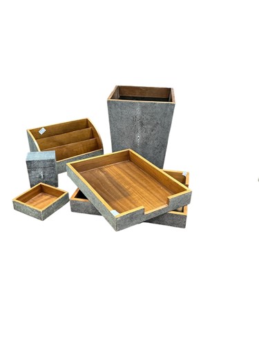 Lot 233 - Group of desk accessories in dark grey...