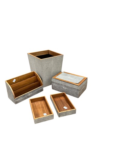 Lot 232 - Group of desk accessories, in pale grey...