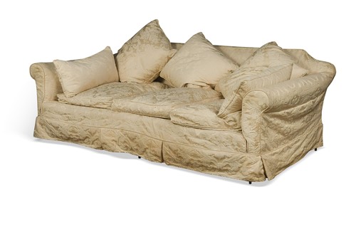 Lot 537 - A deep upholstered three seat sofa, circa 1900