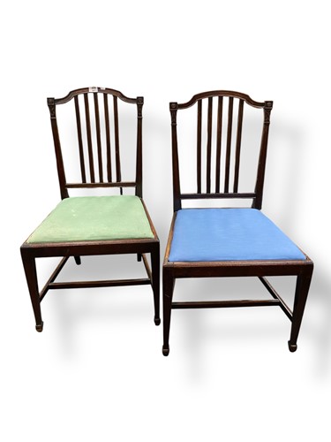 Lot 627 - A pair of Edwardian mahogany stick-back chairs,...