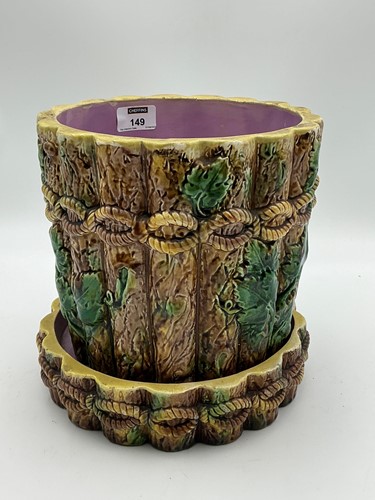 Lot 149 - A 19th century English majolica jardiniere and...