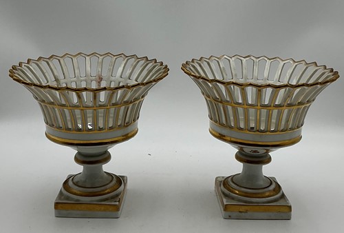 Lot 158 - A pair of 19th century Paris porcelain pierced...