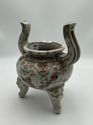 Lot 141 - A Japanese two-handled koro, 28cm high