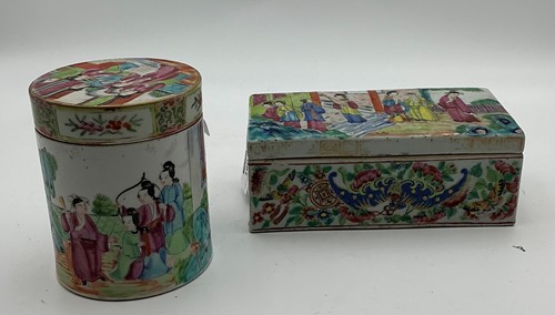Lot 160 - A Cantonese porcelain famille rose square box...