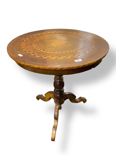 Lot 514 - A North Italian Sorrento marquetry tripod table, 19th century
