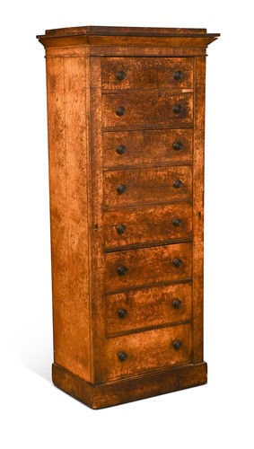 Lot 624 - A Victorian maple wood Wellington chest