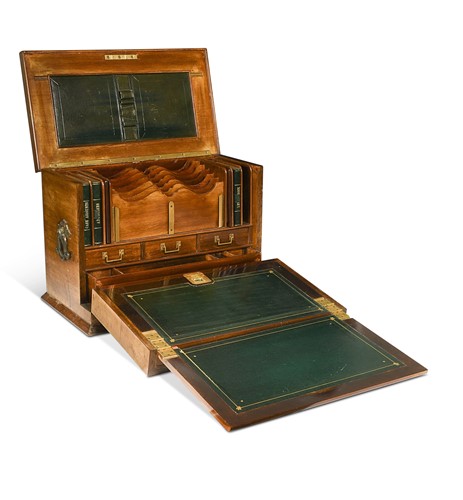 Lot 747 - An Edwardian walnut veneered and satinwood marquetry travelling correspondence box