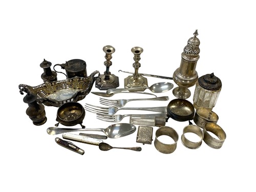 Lot 247 - Three cases of silver spoons along with silver...