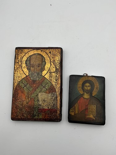 Lot 266 - A Greek Icon, painted and gilded with an image...