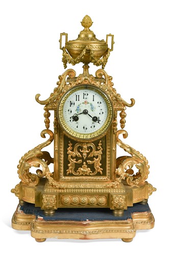 Lot 501 - A French gilt-metal mantel clock, 19th century