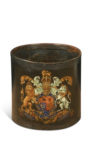 Lot 742 - A black painted leather fire bucket, 19th century and later