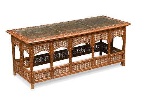 Lot 540 - A Hoshiarpur rectangular inlaid coffee table, 20th century