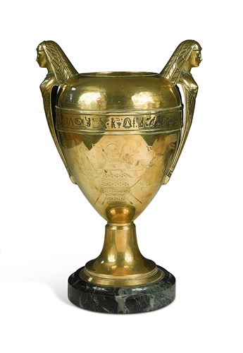 Lot 676 - A gilt-brass Egyptian Revival vase, late 19th century