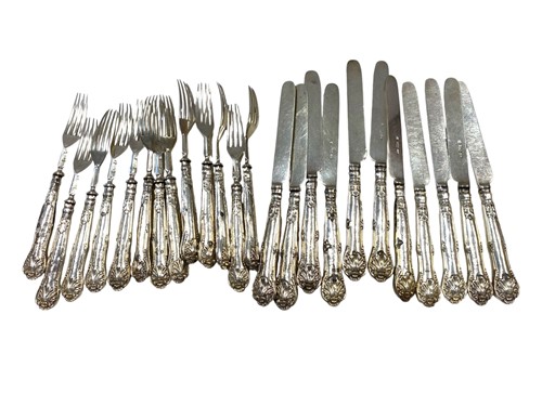 Lot 231 - A collection of 13 fruit forks and 10 fruit...