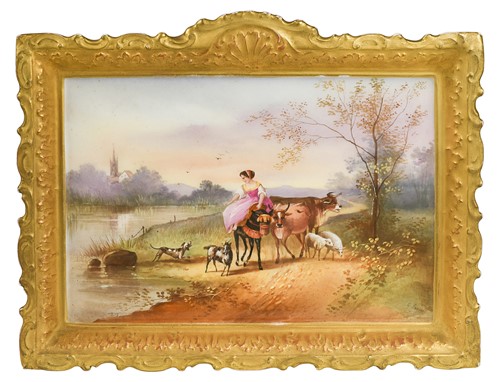 Lot 726 - A French rectangular porcelain plaque, late 19th century