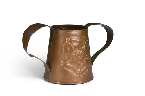 Lot 196 - A Newlyn school copper twin-handled vase