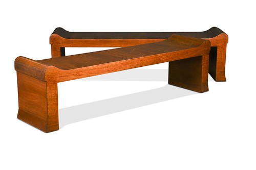 Lot 417 - A pair of mahogany gallery benches