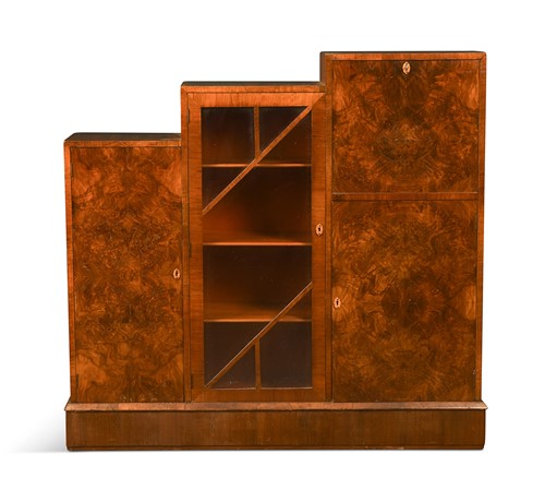 Lot 389 - An Art Deco walnut and burr walnut cabinet