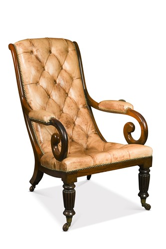 Lot 746 - A George IV rosewood button-back library armchair