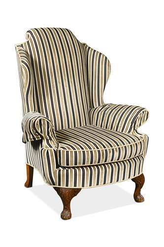 Lot 437 - A Queen Anne style wingback armchair, 20th century