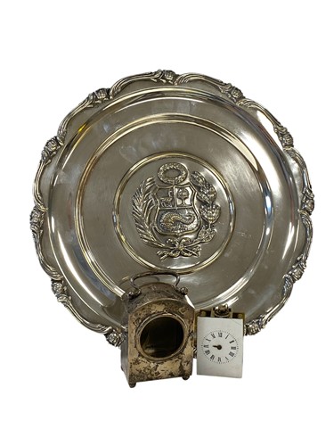 Lot 233 - A silver boudoir clock (a/f) together with a...