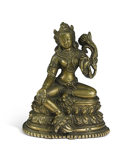 Lot 77 - A Nepalese bronze green Tara, 19th century