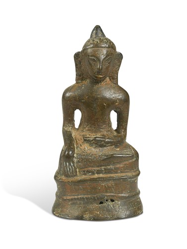 Lot 76 - A Northern Thai or Burmese bronze Buddha, 17th/18th century or earlier