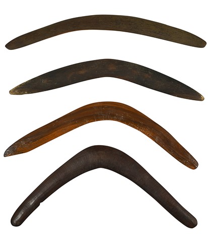 Lot 488 - A collection of four Australian Aboriginal hardwood boomerangs