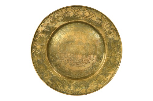 Lot 340 - A James II gilt-metal charger, 17th century