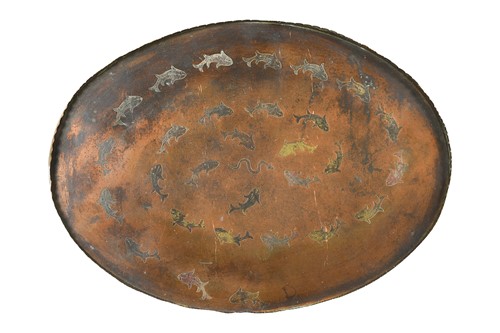 Lot 406 - An Indian silver and copper inlaid tray, 18th century
