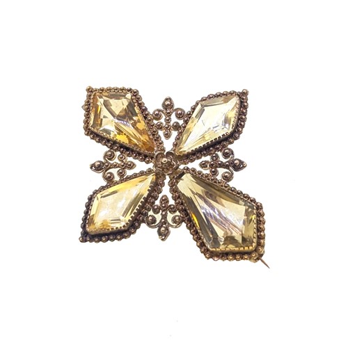 Lot 52 - A Victorian citrine cross brooch