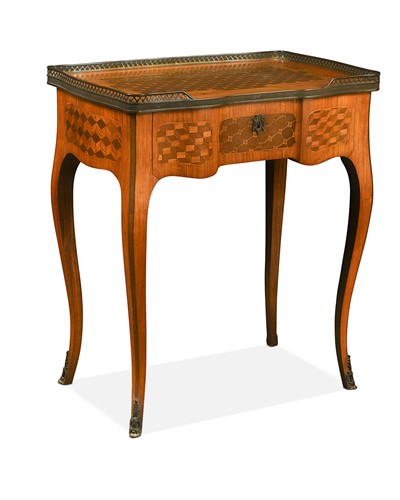 Lot 588 - A Louis XV style parquetry writing table, 19th century
