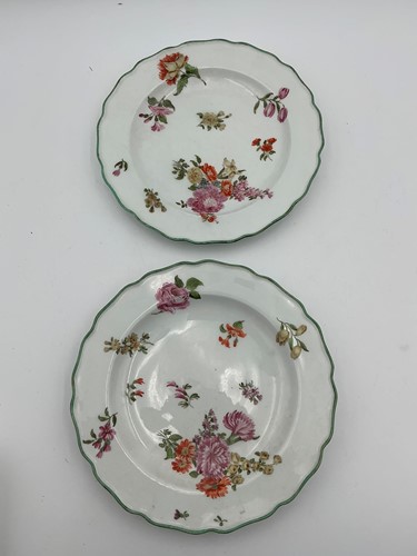 Lot 60 - A pair of Chelsea porcelain plates painted...