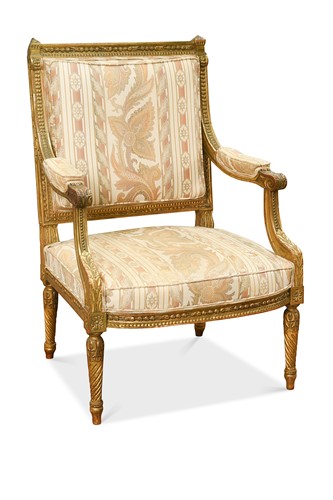 Lot 749 - A French carved and giltwood fauteuil, 19th century