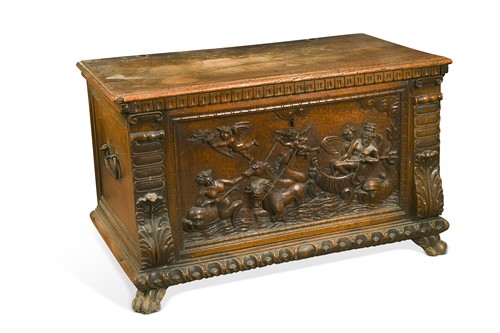 Lot 379 - A Continental carved walnut chest, 17th/18th century