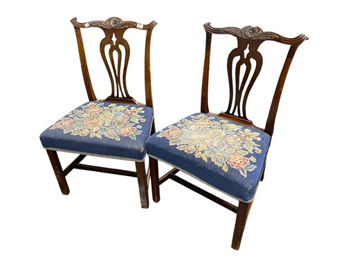 Lot 547 - A set of 6 George III mahogany carved back...