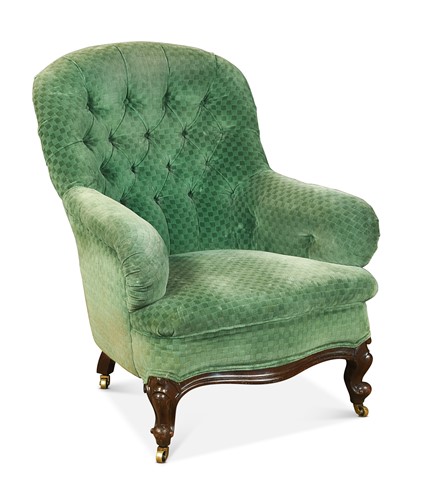 Lot 707 - A Victorian mahogany buttonback armchair