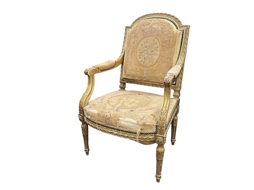 Lot 574 - A 20th century French Louis XVI style fauteuil...