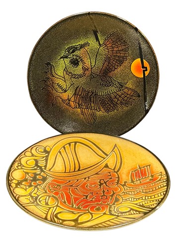 Lot 54 - Poole Pottery, two pottery chargers