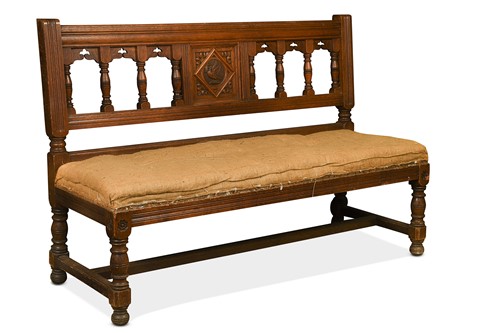Lot 331 - Attributed to Bruce J. Talbert (1838-1881) for Gillow & Co., an Aesthetic movement oak hall bench