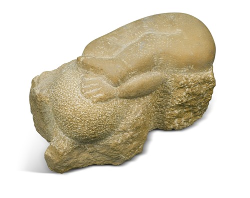 Lot 152 - Modernist school, a carved limestone sculpture of a figure