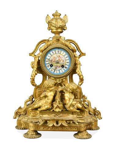 Lot 498 - A French ormolu mounted mantel clock, 19th century
