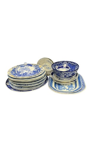 Lot 97 - A group of 19th century English blue and white...