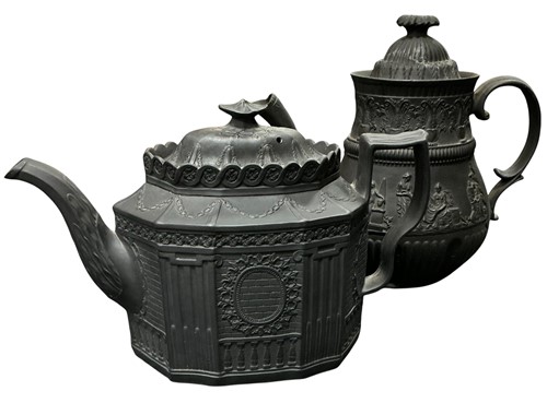 Lot 3 - A late 18th century black basaltware tea pot...