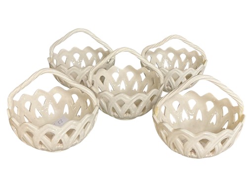 Lot 53 - A set of five small pierced creamware posy...