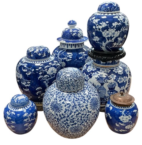 Lot 71 - A collection of seven porcelain Chinese ginger...