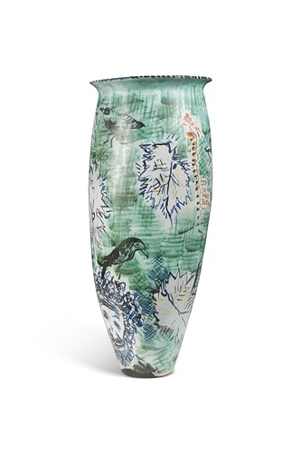 Lot 103 - Philip Sutton RA (1928-), a large terracotta vase or stick stand