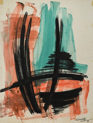 Lot 598 - A group of nine unframed Taschist works on paper, from The New Vision Centre Gallery