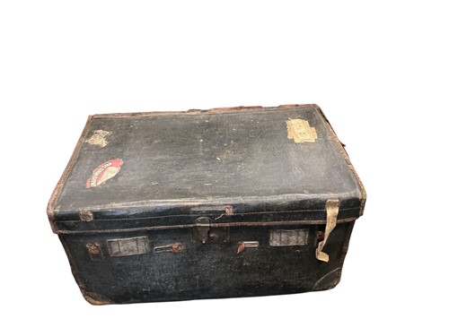 Lot 475 - A leather travel luggage trunk by J. Last...